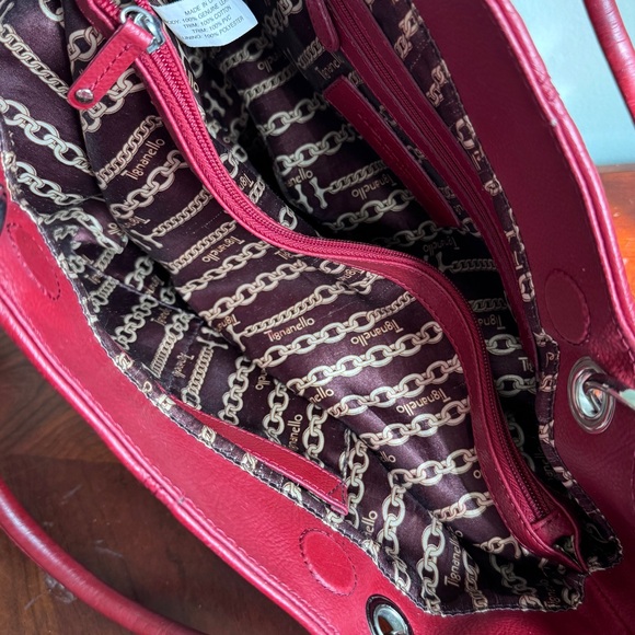 Tignanello Red Pebbled Leather Bag with adjustable strap , GUC - Picture 6 of 9
